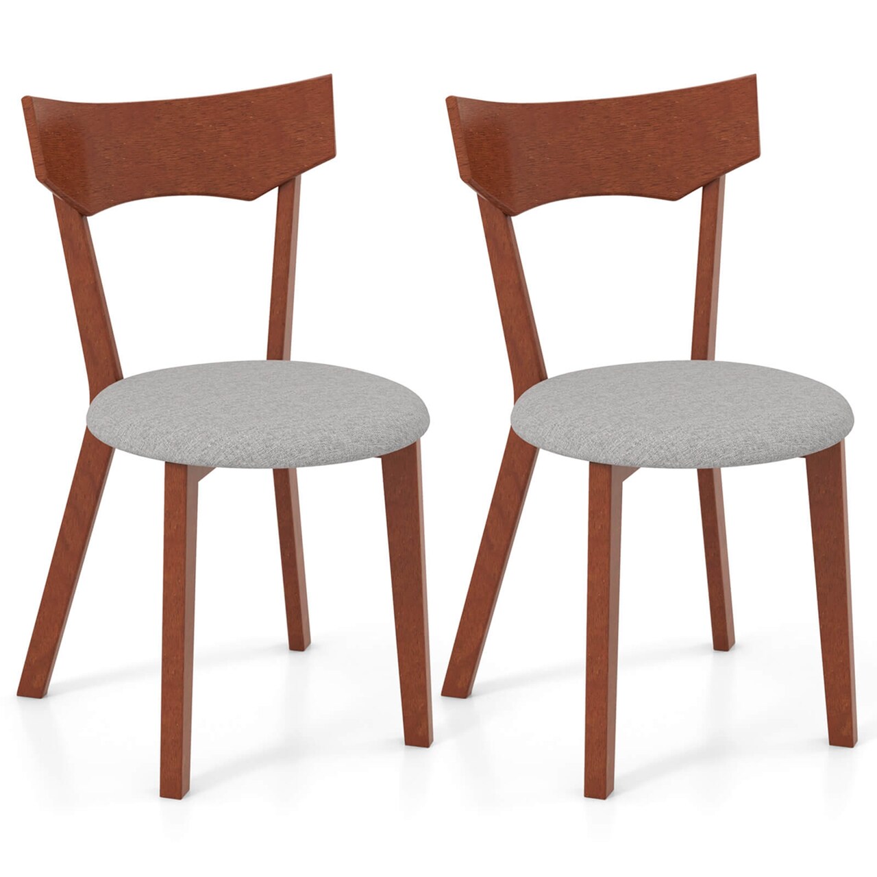 Costway Wooden Armless Dining Chair Set of 2/4 with Rubber Wood Legs Padded Seat Cushion